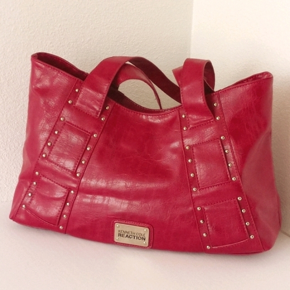 Kenneth Cole Pink Croc Studded Tote Bag - Picture 1 of 9